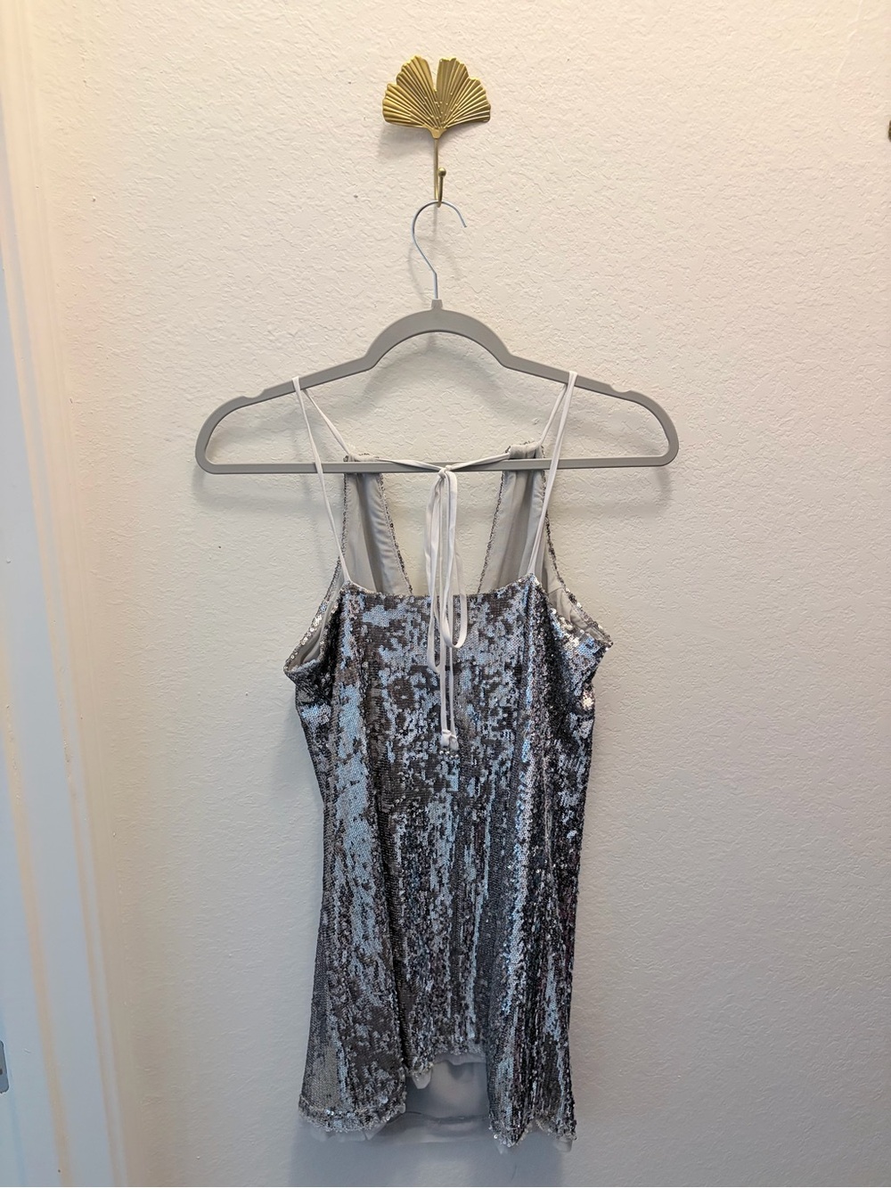 Free People Double Take Silver Sequin Mini Slip Dress Women’s Size Medium - Picture 3 of 8